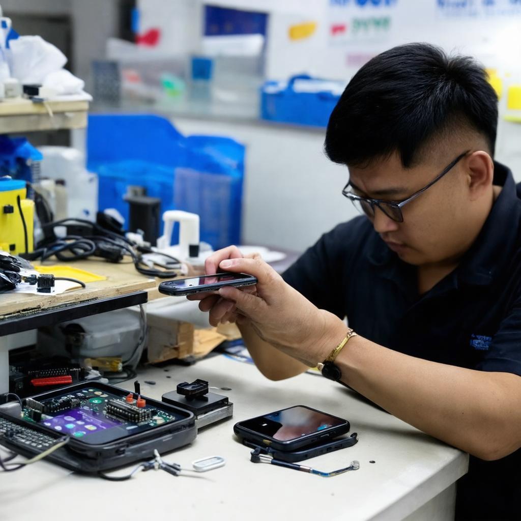 Nhân viên Thợ Sky Mobile 239 Tô Hiệu Trại Cau Lê Chân Hải Phòng giải thích chính sách bảo hành