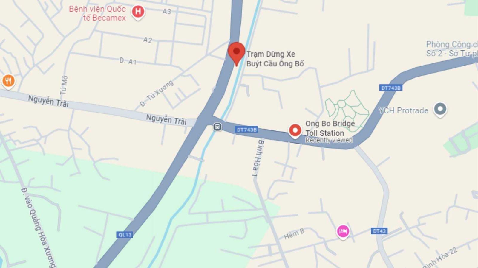 Bản đồ chỉ dẫn đường đi đến Ngã tư Cầu Ông Bô, Thuận An, Bình Dương từ các điểm lân cận.