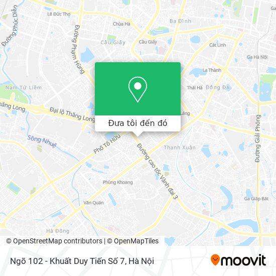 Bản đồ hoặc chỉ dẫn đường đi đến ngõ 102 Khuất Duy Tiến trên đường Khuất Duy Tiến