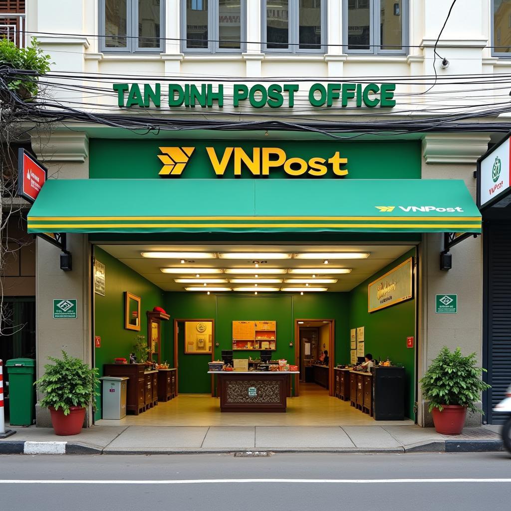 Hình ảnh bên ngoài Bưu điện Tân Định tại 230 Hai Bà Trưng, Quận 1, TP HCM.