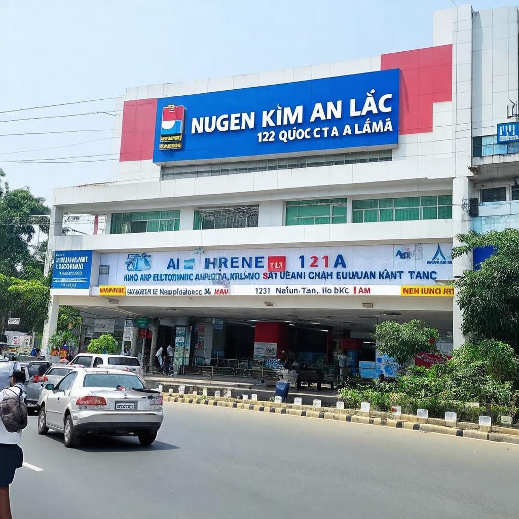 Mặt tiền siêu thị Nguyễn Kim Thanh Hóa tại 27-29 Lê Lợi, dễ dàng nhận biết khi đi trên đường