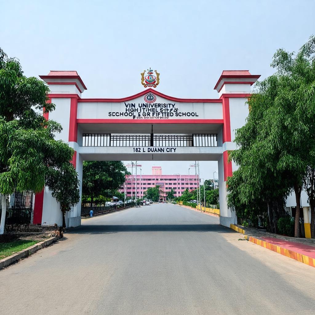 Toàn cảnh Trường THPT Chuyên Đại học Vinh trên đường Lê Duẩn tại TP. Vinh Nghệ An